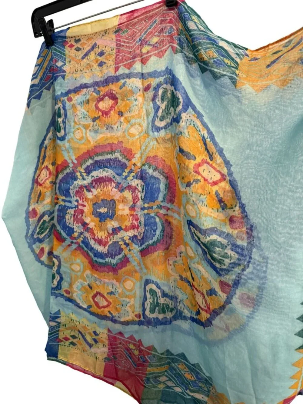 Mobus Continuous Loop Infinity Scarf Multicolor Geometric Medallion Lightweight